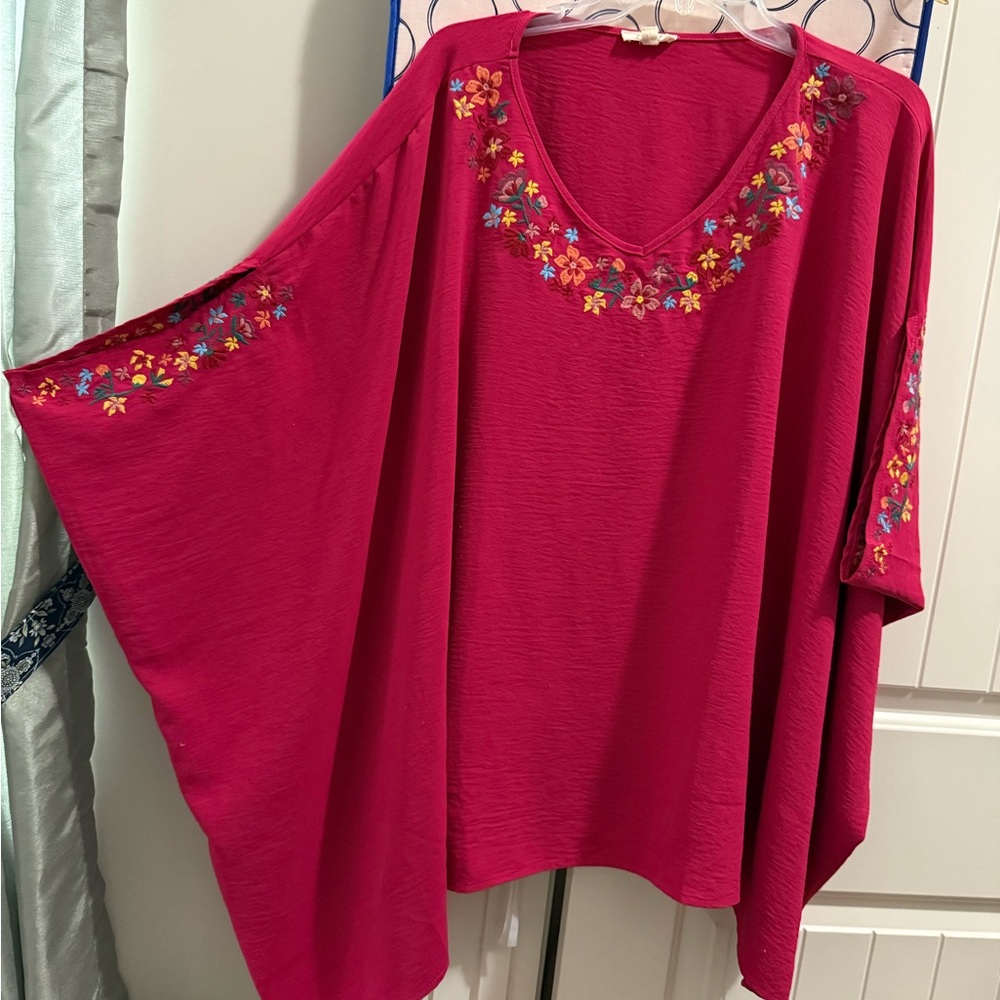 Vibrant Floral Embroidered Women's Tunic